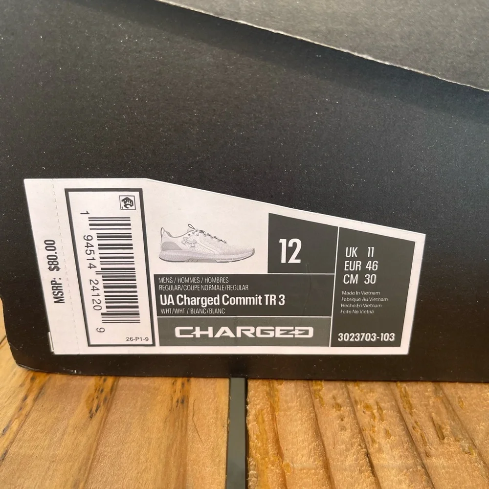 Under Armour Men's White Athletic Training Shoes with Gray Accents